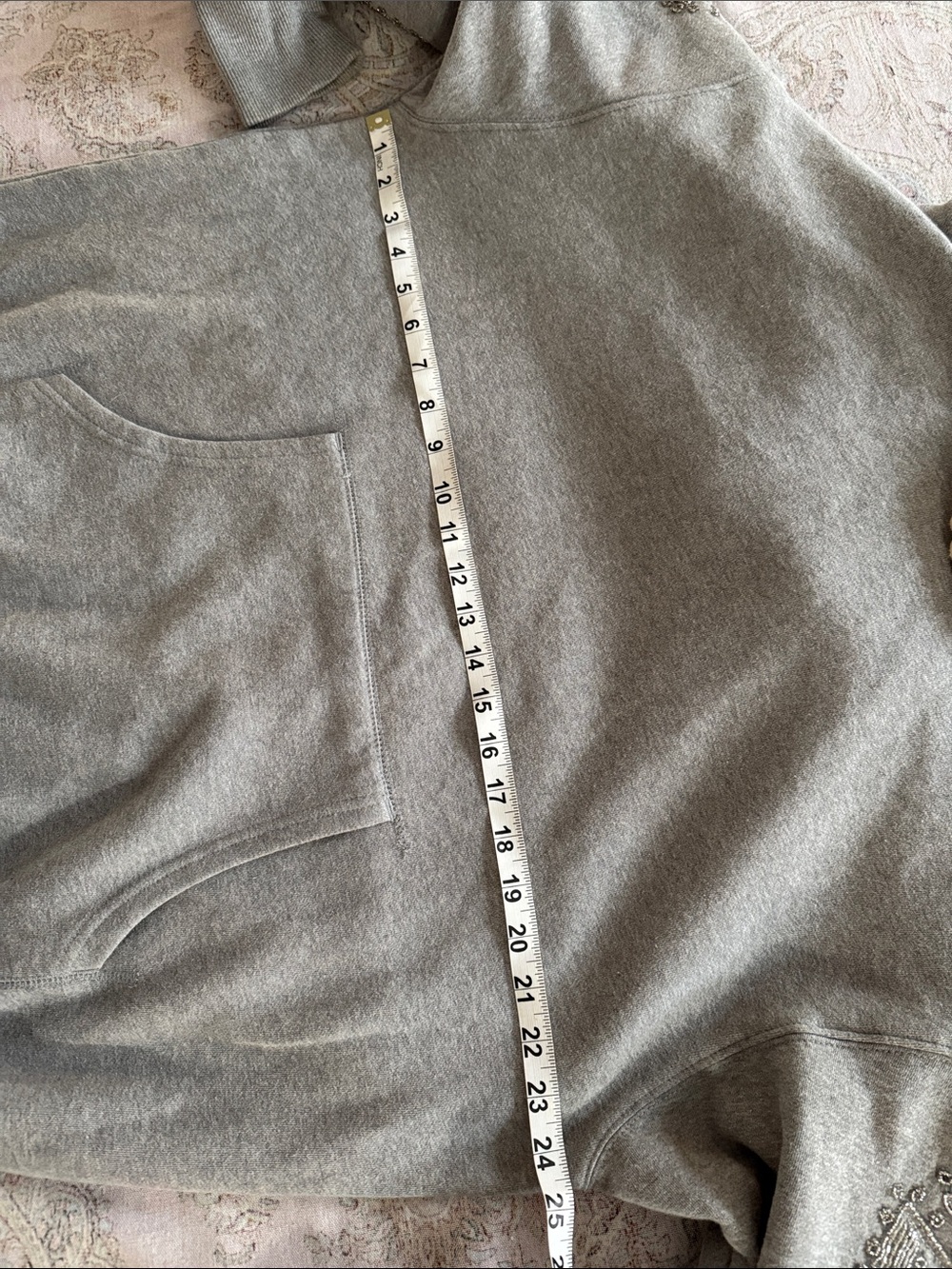 Free People Light Gray Embroidered Hoodie with Rope Drawstrings - Picture 12 of 13